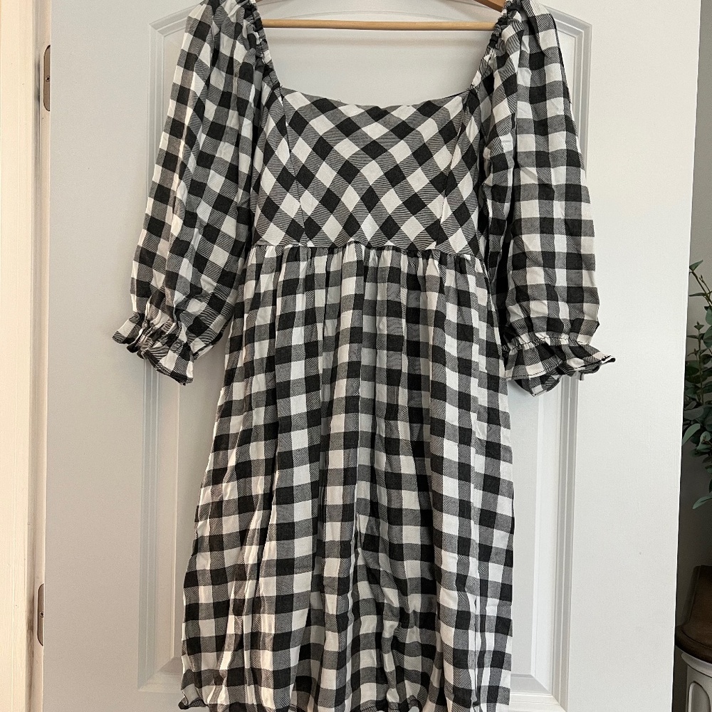 Grey and white Gingham mini dress